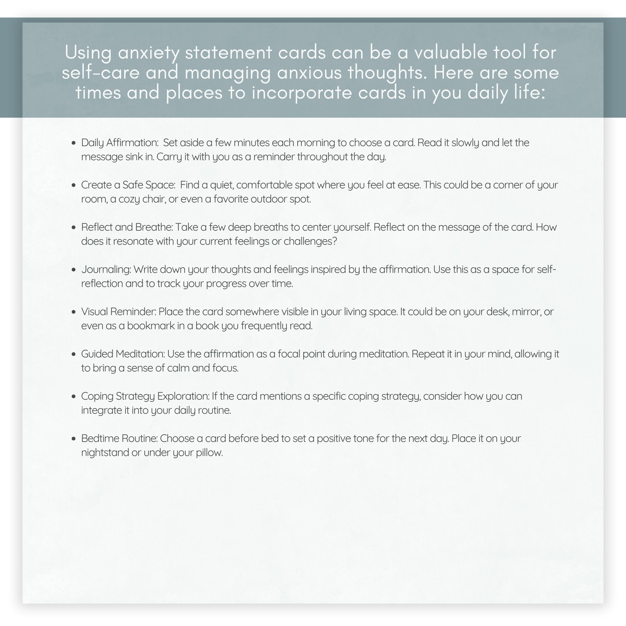 Anxiety Coping Cards Printable - Etsy