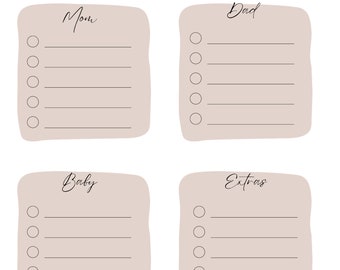 Hospital Bag Checklist | Birth Checklist | Mom, Dad, Baby List for Hospital | Birth Center Checklist