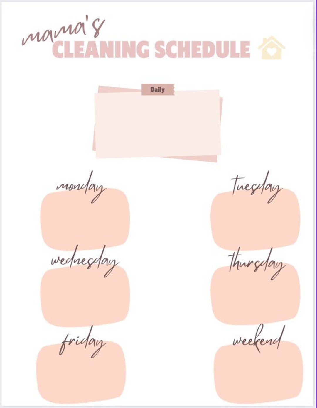 Mom Cleaning Schedule | Daily Weekly Cleaning Tasks | Cleaning Schedule ...
