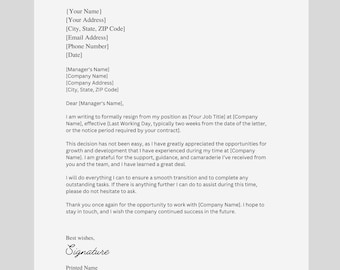 Resignation Letter Template