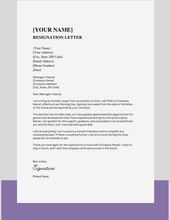 Resignation Letter Template