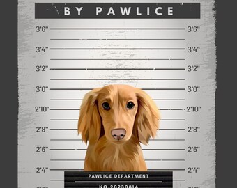 Custom Pet Portrait Gift for Pet Owner Funny Wall Art Personalized Dog Portrait Memorial Mug Shot Pet Portrait Print On Canva Pet Drawing