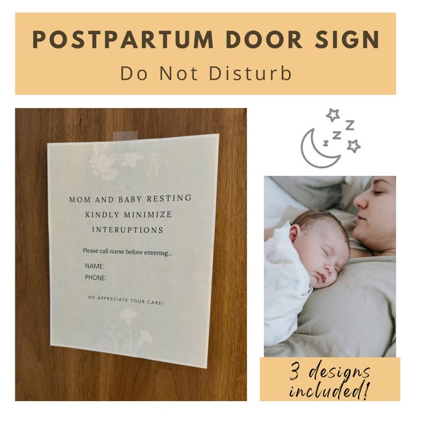 Do Not Disturb Postpartum Hospital Door Sign For Mom and Baby Rest Postpartum Recovery Hospital Postpartum Newborn Sleep Fourth Trimester