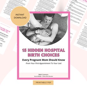 Hospital Birth Choices Pregnancy Resource for First-Time Mom Printable Labor Handout and Birth Plan Childbirth Education For Pregnant Mom
