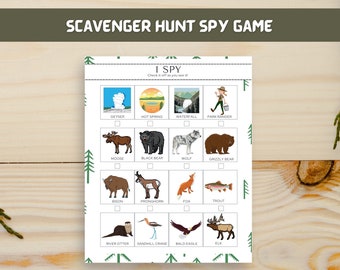 Yellowstone Children's Spy Scavenger Hunt, Kids Car Road Trip Games, Nature & Wildlife National Park Family Game, Gift, Eye Spy, Spy Game