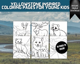 Yellowstone Children's Coloring Pages, Kids Activities, Road trip games, Nature & Wildlife Coloring Pages, Easy To Color Printable, Gift