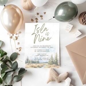 Bearbeitbare Geburtstagseinladung zum Grand Teton National Park |  Geburtstag | Natur Aquarell | Berg | Kinder Geburtstag einladen | Gtnp