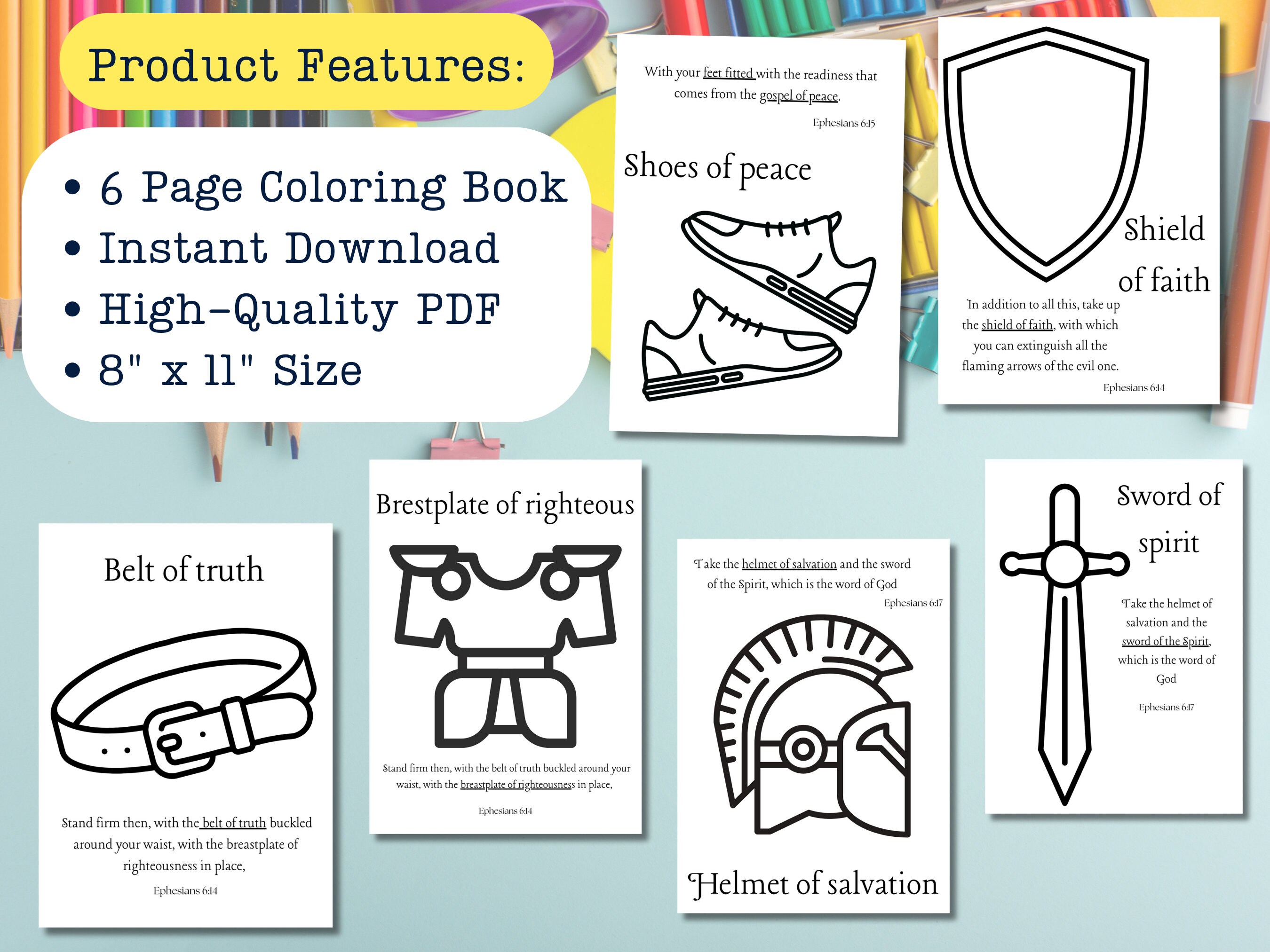 Armor of God Coloring Book - Etsy