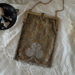 Antique 1910s/20s Art Nouveau Micro Beaded Purse Vintage Party Evening Bag Holidays Flapper