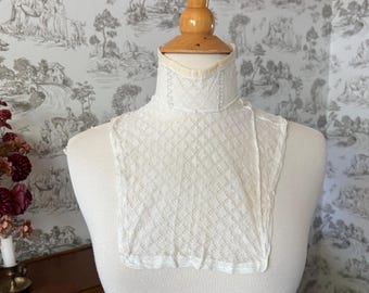 Auténtico cuello de encaje antiguo o pechera: estilo victoriano/eduardiano (1890-1900), cuello alto, ideal para disfraces e histórico.