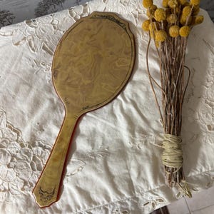 Vintage 1930s Vanity Hand Mirror with Art Deco Design Bakelite Celluloid Marbled Look Romantic