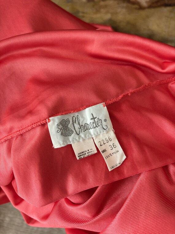 Vintage 60s Character Nightgown Slip Coral Orange With V Neck High Slits Coquette Whimsical Pretty Retro Etsy UK
