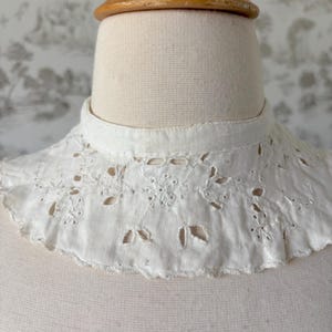 Set of 2 Antique Lace Collars: Victorian/Edwardian 1890s-1910s High Neck, Ruffles, Embroidery image 5