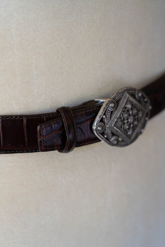 Vintage Brighton Belt - Brown Belt Silver Ornate … - image 4