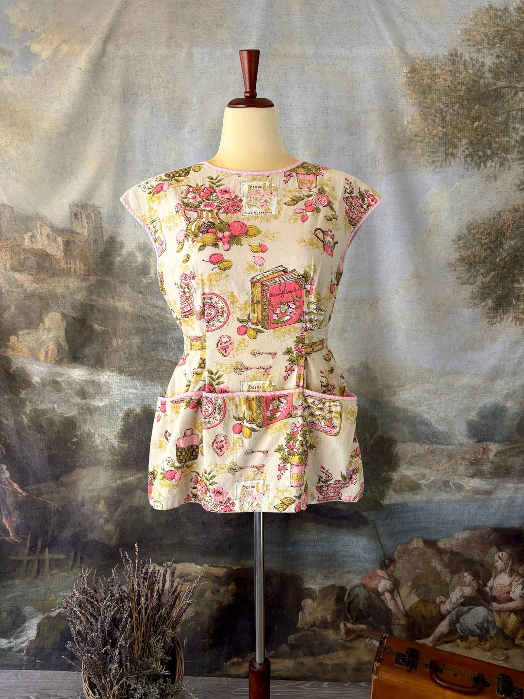 エプロン 1910s Sweet Petite Floral Cotton Apron 1910s Sweet Petite Floral Cotton Apron｜Ultracoustic.com