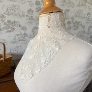 Set of 2 Antique Lace Collars: Victorian/Edwardian 1890s-1910s High Neck, Ruffles, Embroidery image 4