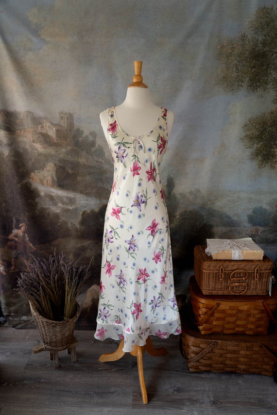 Vintage 1980s Inner Most Long Floral Nightgown Sli