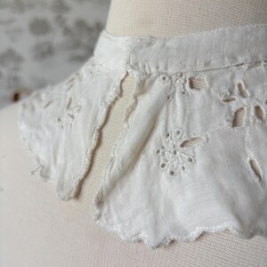 Set of 2 Antique Lace Collars: Victorian/Edwardian 1890s-1910s High Neck, Ruffles, Embroidery image 12