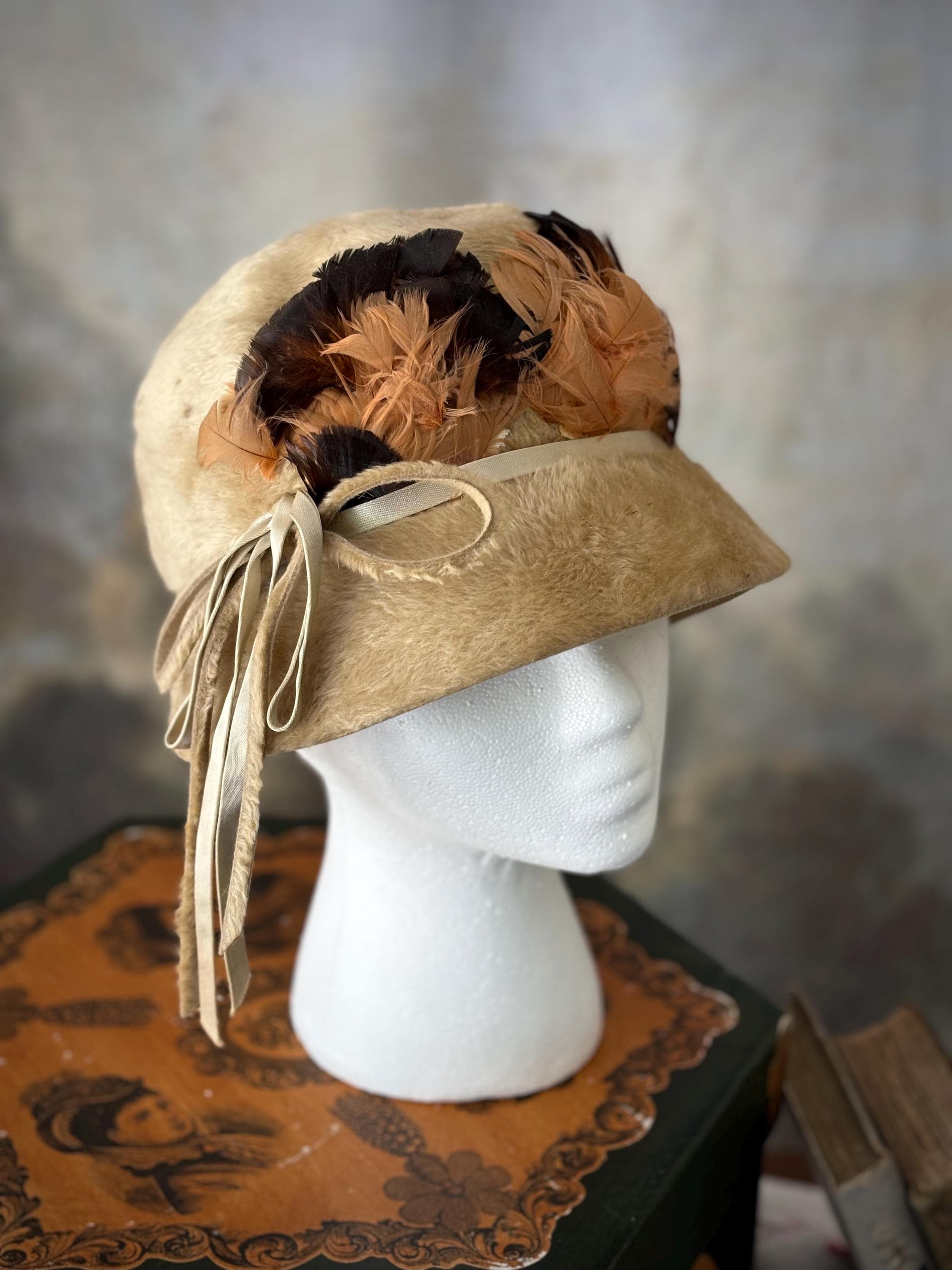 Vintage Designed By Laura Womens Full Feather Hat 1960s Mod Creative Art Deco Art Deco Feather One Size Vintage Hats for Women for sale | eBay main image 2
