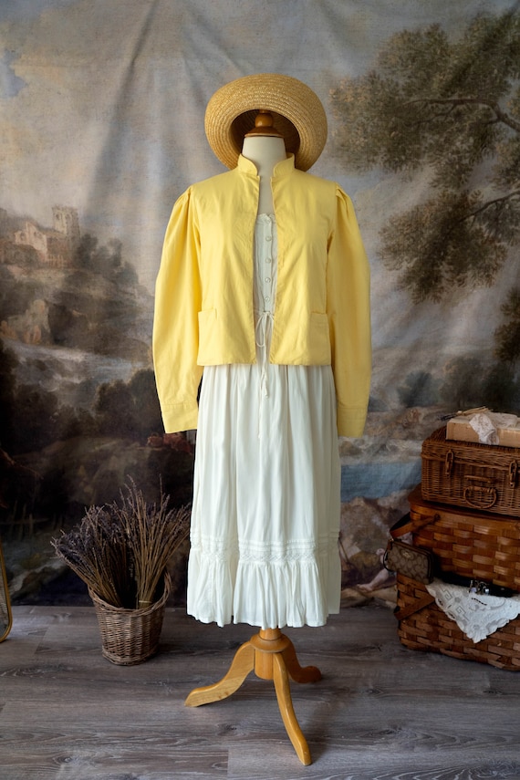 Vintage 1980s Laura Ashley Yellow Cotton Jacket Pu