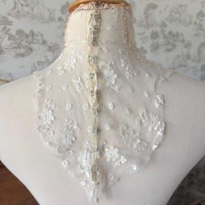 Set of 2 Antique Lace Collars: Victorian/Edwardian 1890s-1910s High Neck, Ruffles, Embroidery image 2