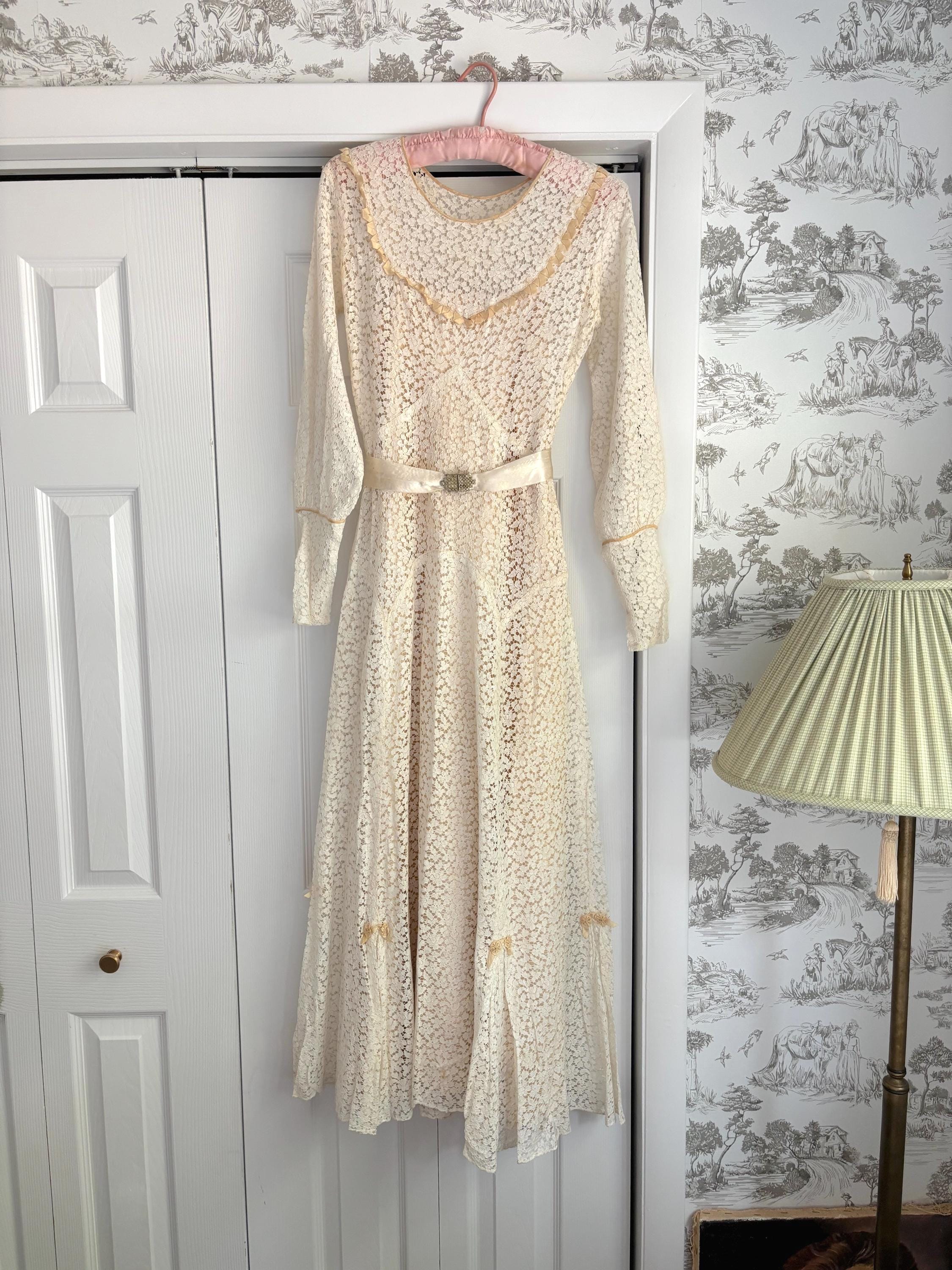 1930s Lace Gown With Gold Trim