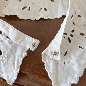 Set of 2 Antique Lace Collars: Victorian/Edwardian 1890s-1910s High Neck, Ruffles, Embroidery image 3