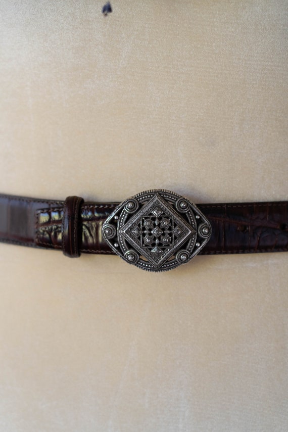 Vintage Brighton Belt - Brown Belt Silver Ornate … - image 3