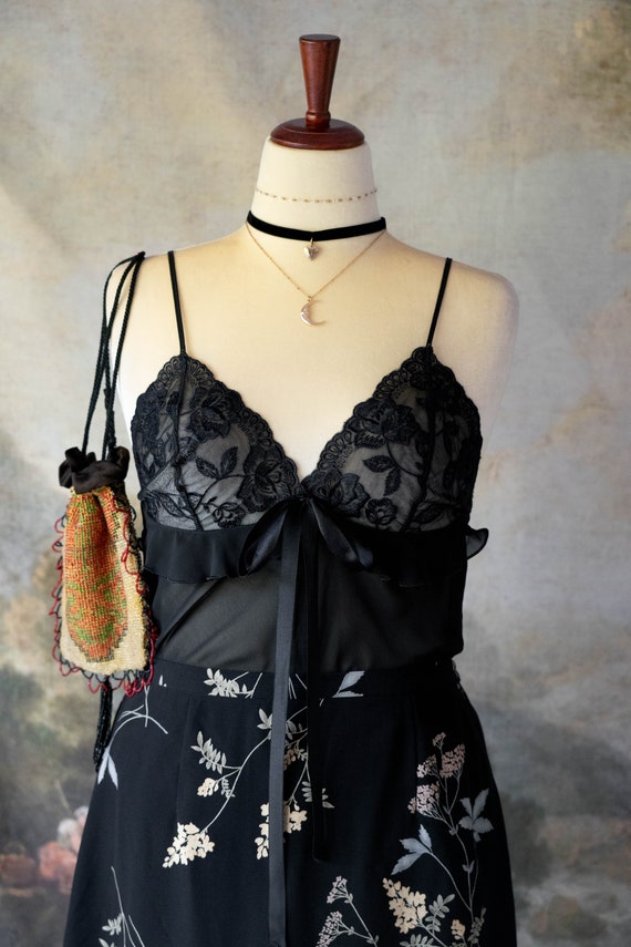 Vintage 80s Yasmin Brand Black Lace Sheer Short Nightgown Etsy UK
