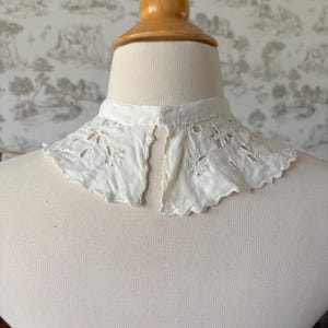 Set of 2 Antique Lace Collars: Victorian/Edwardian 1890s-1910s High Neck, Ruffles, Embroidery image 10