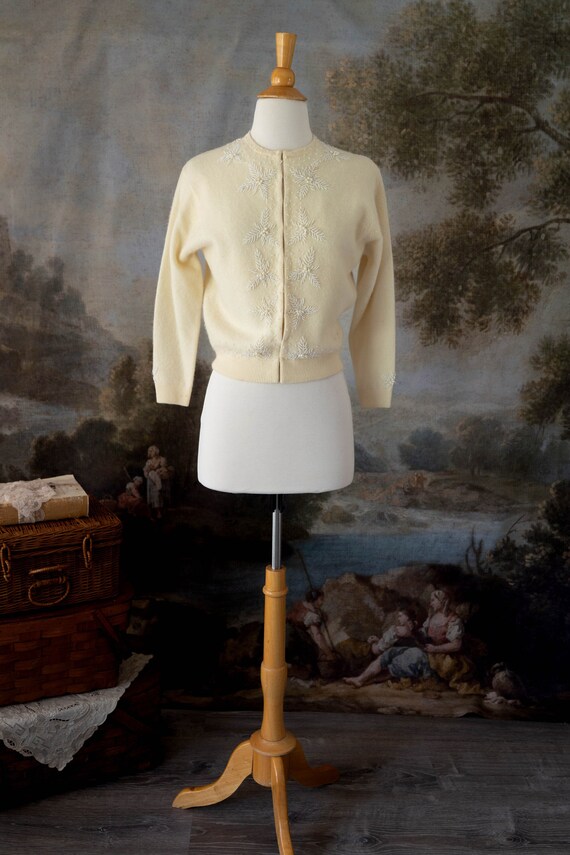 Vintage 50s Bamberger Wool and Angora Cardigan Cre