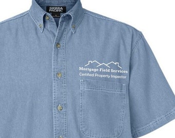 Sierra Pacific - Short Sleeve Denim Shirt with Pocket Logo Official Mortgage Field Services Inspector