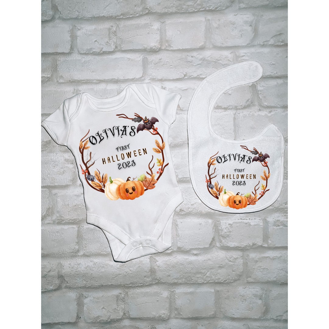 My First Halloween Baby Grow Halloween Baby Outfit Pumpkin Etsy