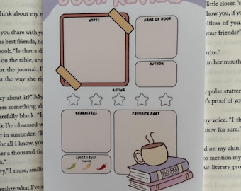Post-it con recensione di libri, accessorio femminile per i lettori, regalo per amanti dei libri, pronto per il club del libro, diario di lettura