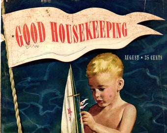 Good Housekeeping - Août 1944 - Magazine PDF à téléchargement numérique - Magazine vintage pour femmes - WWII, 1940s Retour à l'école Fashion, Baby Care