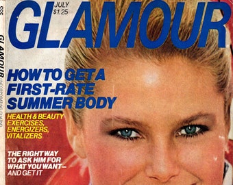Glamour Magazine - Luglio 1977 - PDF scaricabile di Vintage Fashion Magazine - Copertina di Christie Brinkley, Moda estiva anni '70, Stile retrò Inspo