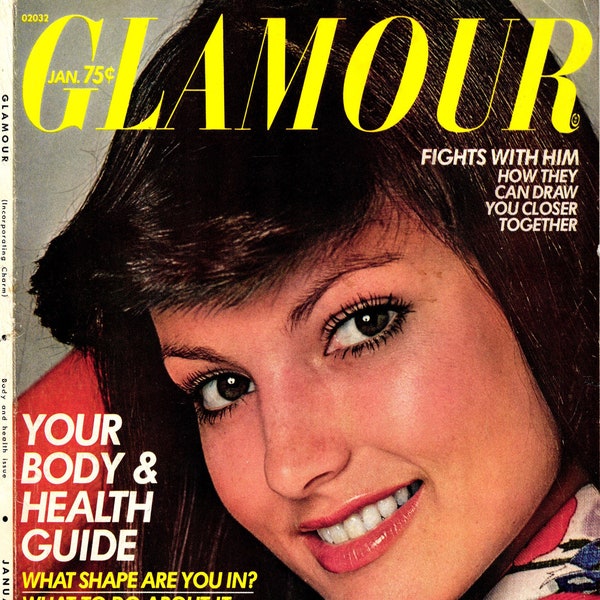 Glamour Magazine - January 1975 - Digital PDF Vintage Fashion Magazine - Barbara Minty Cover, 70s Fashion, Body & Health Guide, 70s Hair