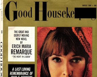 Good Housekeeping Marzo 1964 Vintage PDF Magazine Download digitale Omaggio a JFK, Audrey Hepburn, Moda primaverile anni '60, Ricette gourmet vintage