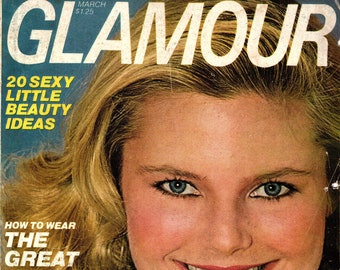 Revista Glamour - Marzo 1978 - Descarga digital de la revista PDF - Moda de primavera vintage de los años 70, Christie Brinkley, Consejos de belleza retro, Dieta de los años 70