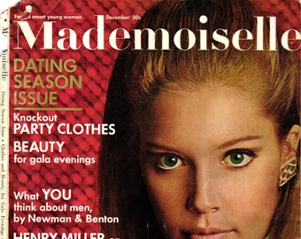 Revista Mademoiselle Diciembre 1966 - Vintage PDF Fashion Magazine Descarga digital - Número de temporada de citas, Moda de los años 60, Ideas de regalos vintage