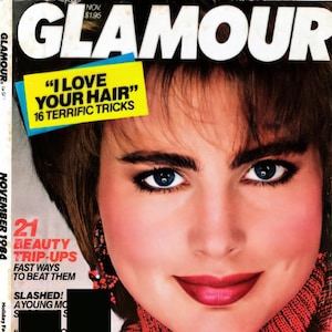 グラマー 1986 年 11 月号 ヴィンテージ女性ファッション雑誌 PDF デジタル ダウンロード: アレクサ シンガーの表紙、キム アレクシス、80 年代のイブニング ファッション、ランジェリー