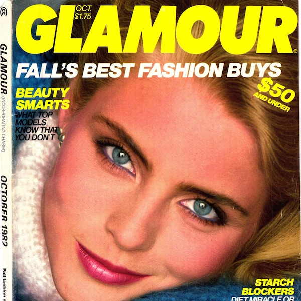 Glamour October 1982 - Vintage PDF Magazine Digital Download - Kim Alexis, 80s Vintage Fall Fashion, 80s Supermodel Advice, Molly Ringwald