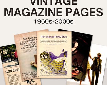 Vintage Magazine Pages for Collage - Choose Your Decade (1940s–2000s) - 25 Authentic Ephemera Pages