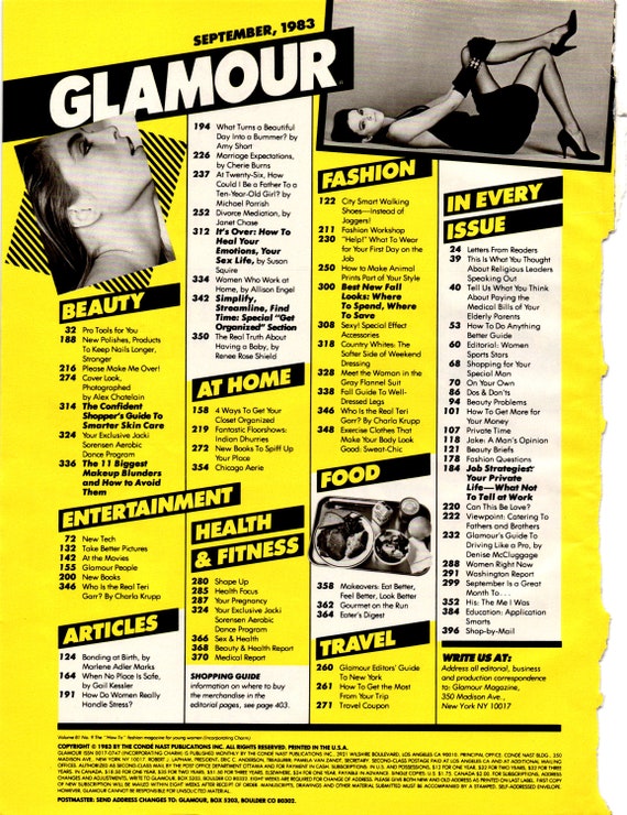 Magazine glamour de septembre 1983 Telechargement numerique du magazine PDF Paulina Porizkova maquillage des annees 80 publicites retro mode d automne vintage des annees 80 Etsy France