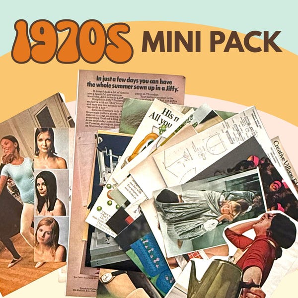 1970s Vintage Magazine Ephemera Mini Pack - 25 Cut Outs for Junk Journals & Collage