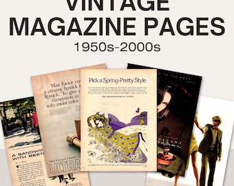 Vintage Magazine Pages for Collage - Choose Your Decade (1950s–2000s) - 25 Authentic Ephemera Pages