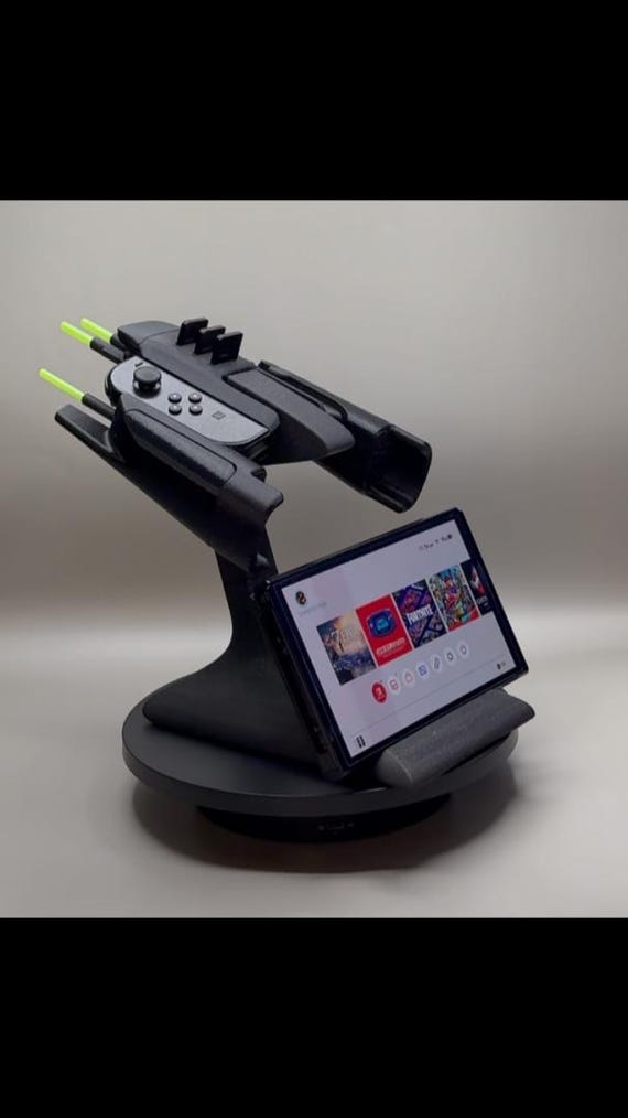 Spaceship JoyCon Grip With Detachable Stand And Game Card Holder