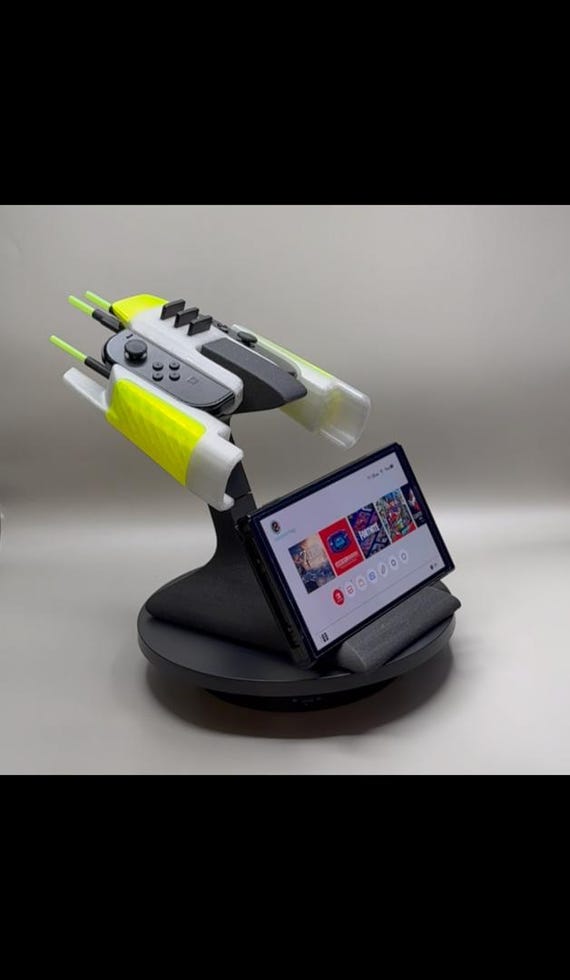 Spaceship JoyCon Grip With Detachable Stand And Game Card Holder