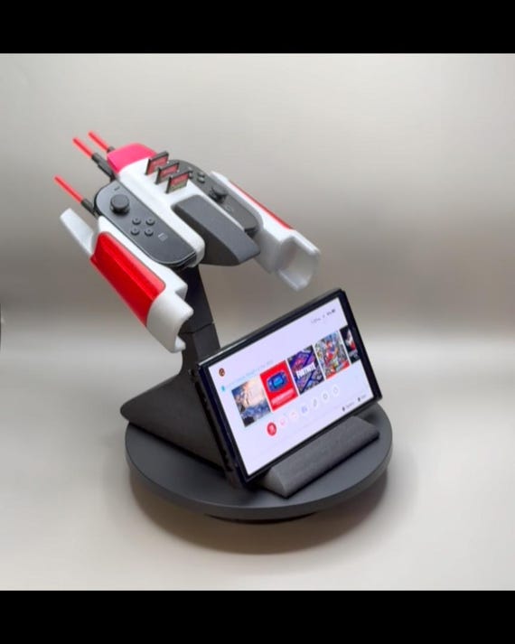 Spaceship JoyCon Grip With Detachable Stand And Game Card Holder