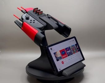 Spaceship JoyCon Grip With Detachable Stand And Game Card Holder